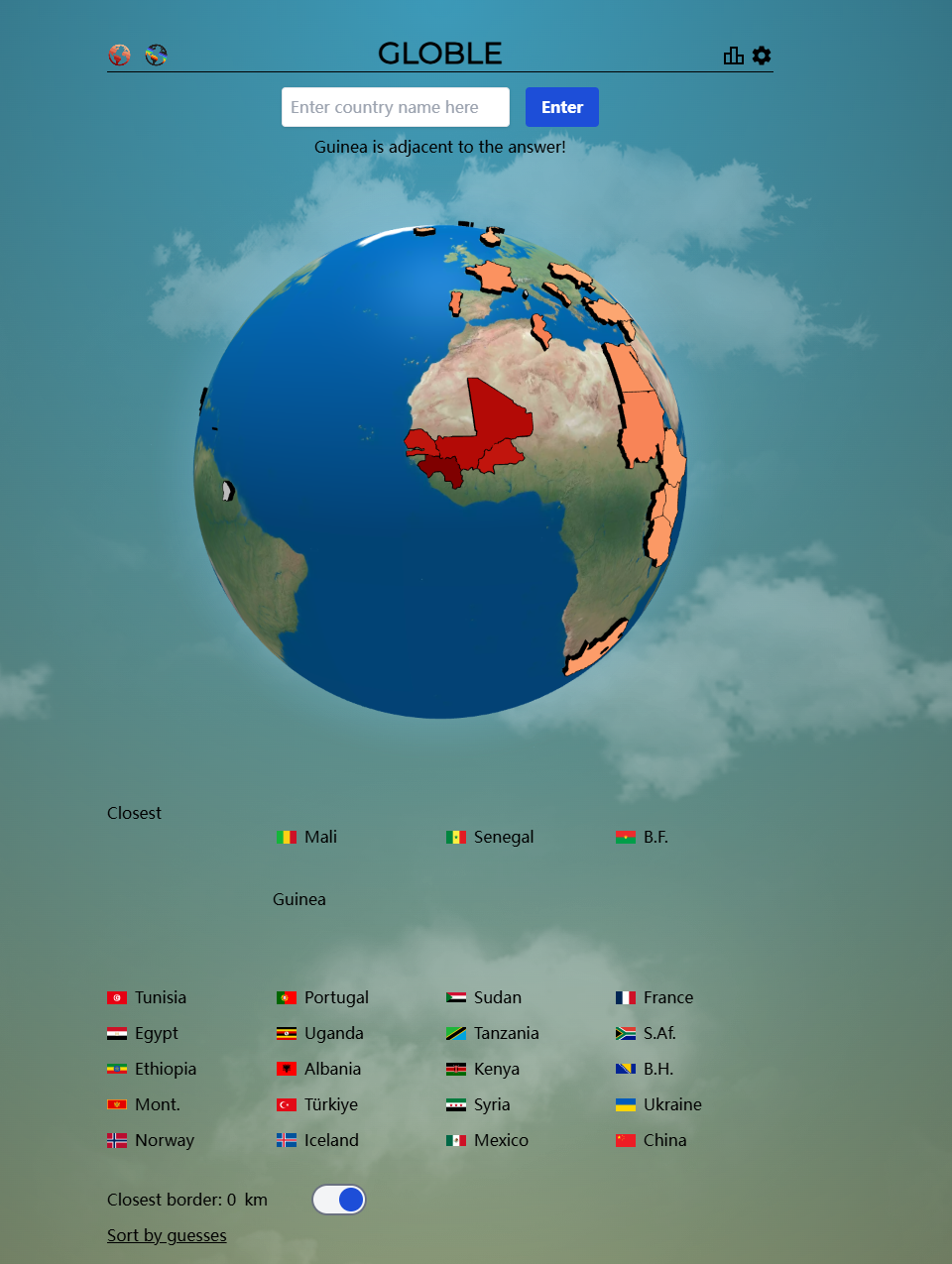 Globle Game Screenshot