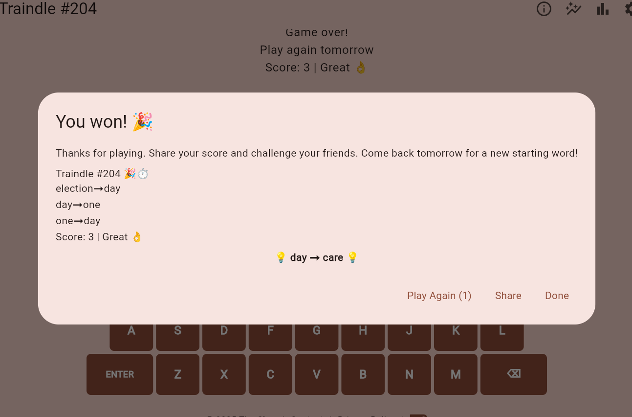 Traindle Game Screenshot